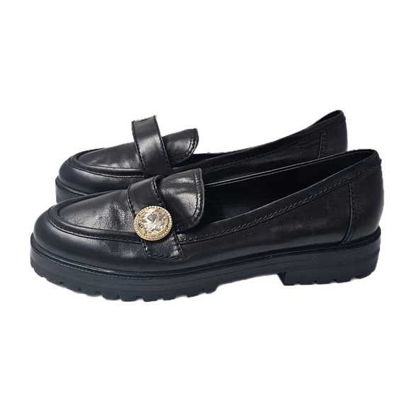 kate spade Shoes - Kate Spade New York Posh Black Leather Lug Sole Loafer Size 8